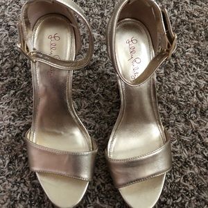 Lilly Pulitzer Karen Gold Wedges ✨